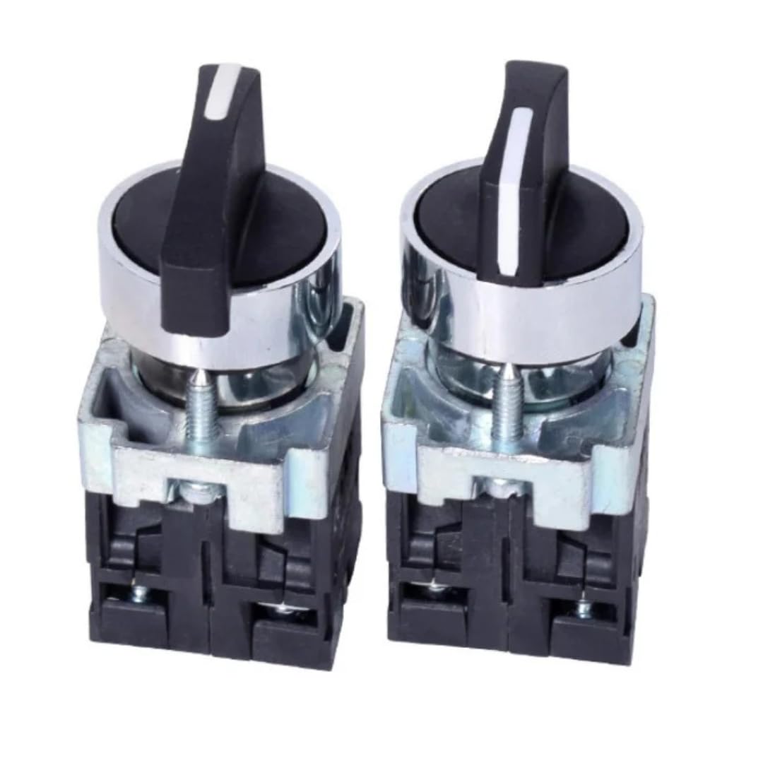 Pair of 440V 10A Selector Switches 22mm Maintained Latching Rotary 2 NO 3 Positions XB2-20X - 31-HB2-BD33