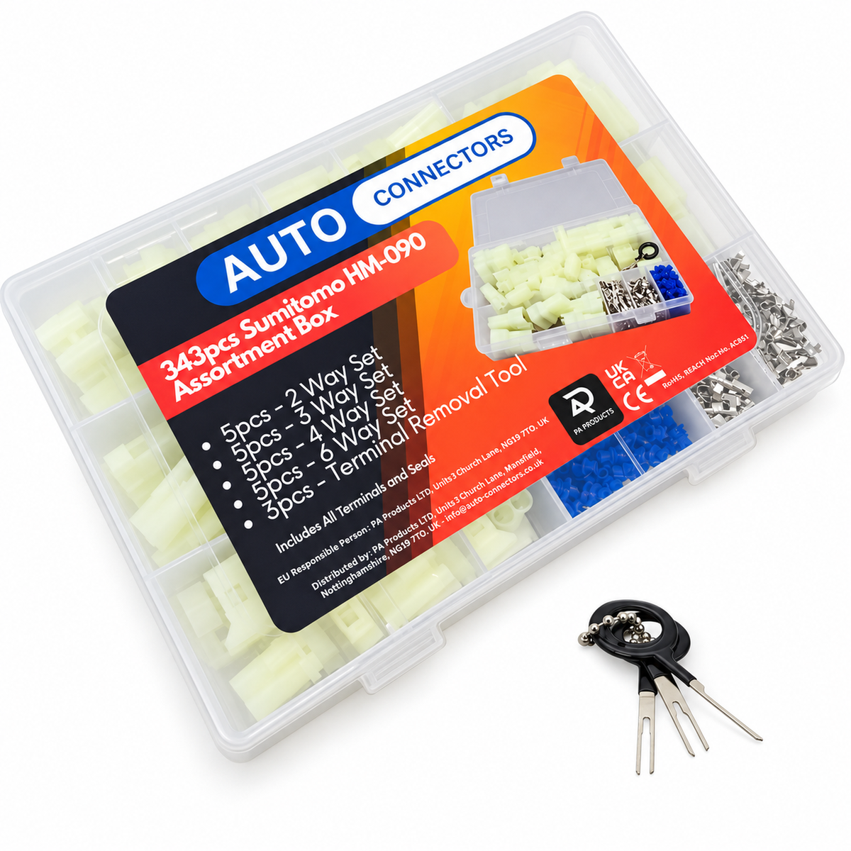 343pcs Sumitomo HM-090 Assortment Box, Connectors, Pins, Seals & De-pinning Tool – SN189 – image 1