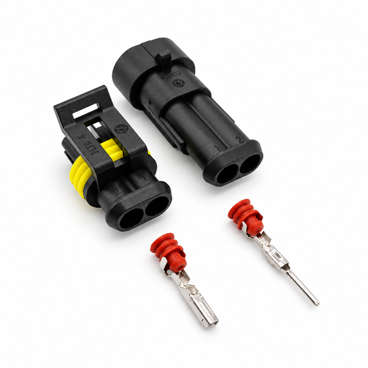 2 Pin Connector Male and Female 282104-1 282080-2 AMP SuperSeal Waterproof Automotive Electrical – SP147/2Pin-M+F – image 1