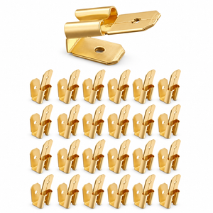 25pcs Brass 6.3mm Double Piggy Back Spade Terminals - Non-Insulated Connectors