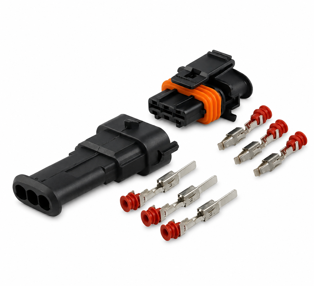 3 Pin Pin for Bosch Common Rail Diesel Injector Plug Connectors Kit Male Female