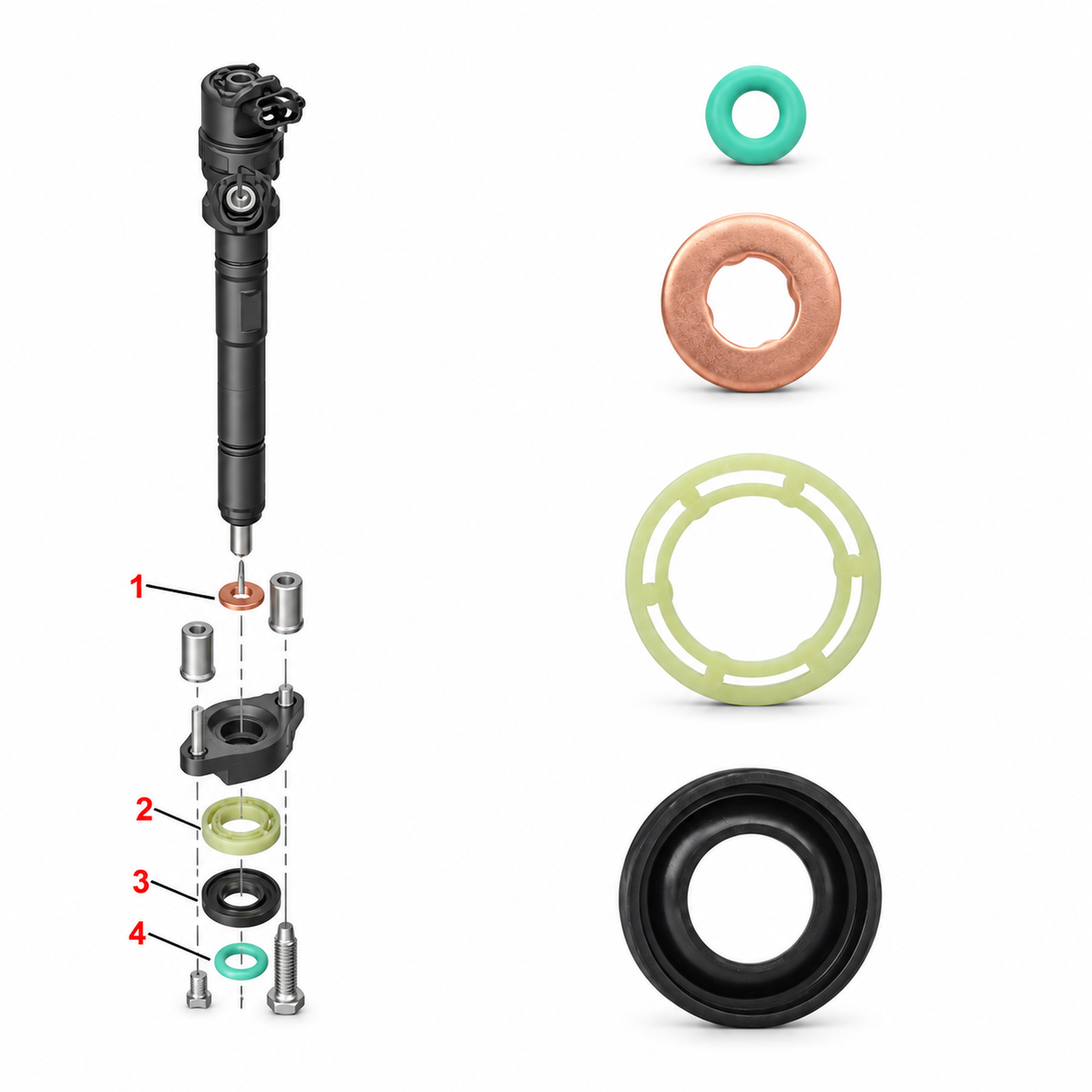 Seal Washer Oring Kit For Fuel Injector For Ford C-Max Focus Fiesta 1.6 Tdci – Y227/InjectSealsKit – image 3