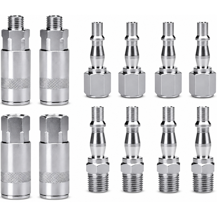 12pc Air Line Connectors 1/4" BSP Compressor Hose Pipe Fittings Airline Coupling – Y262/couplings12pcs – image 2