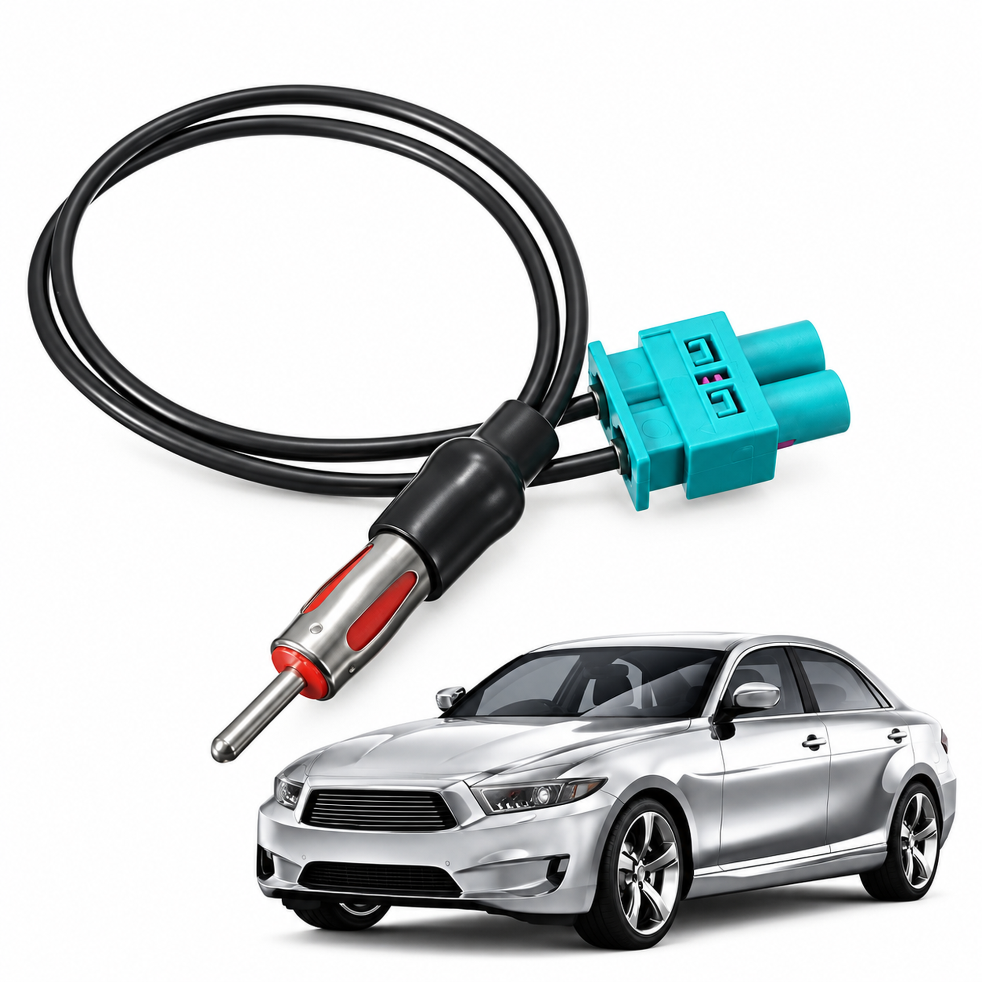 Dual Twin Double Male FAKRA To DIN Male Aerial Adapter Antenna Radio Cable Plug – Y316/Q51/2086fakra – image 4