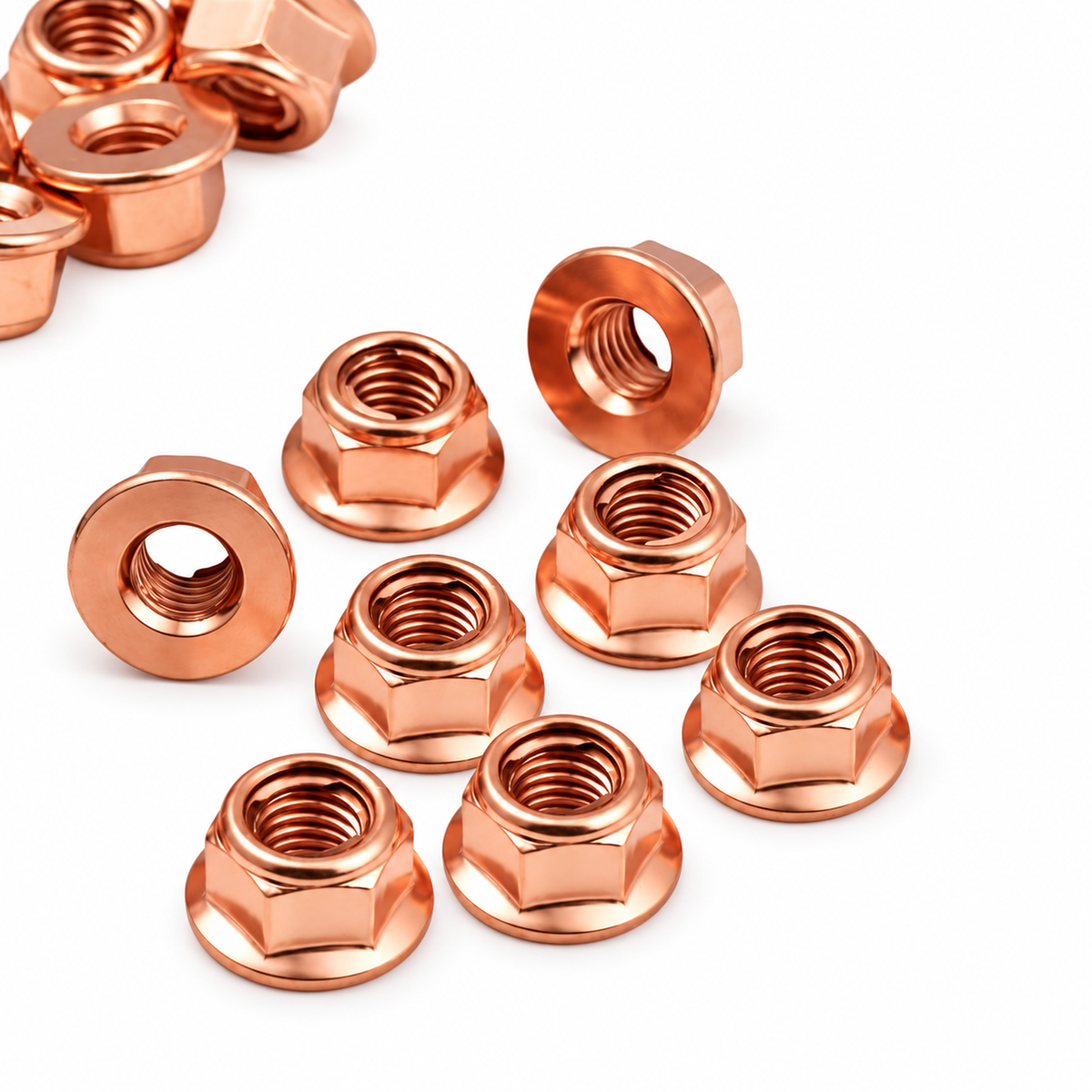 10x Copper Collar Exhaust Manifold Nuts M8x1.25 for Audi VW Seat Skoda N90894601 – Y57/10pcs-M274 – image 3