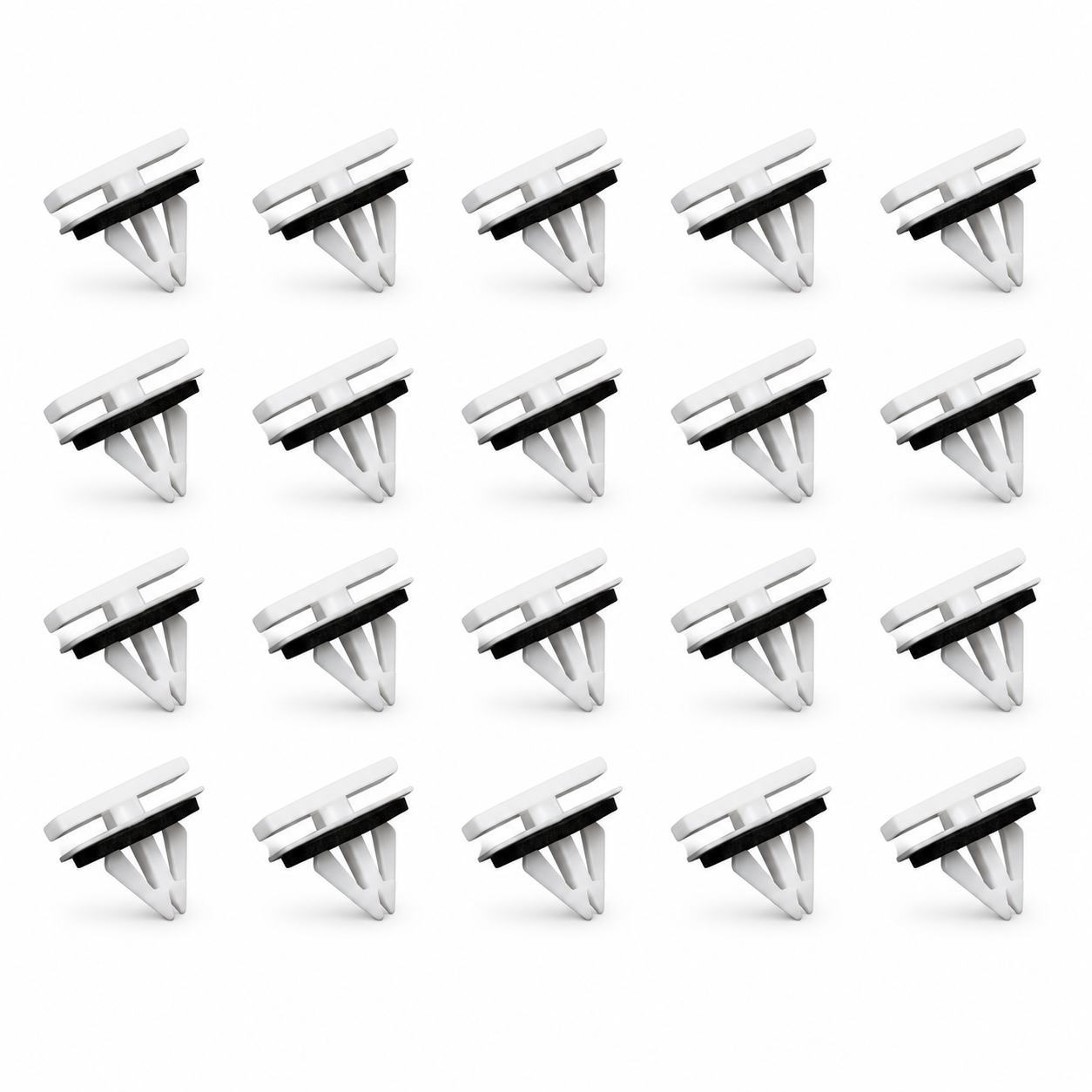 20pcs White Plastic Side Skirt Clips with Sponge Seal - 5270438 5264089 for Ford