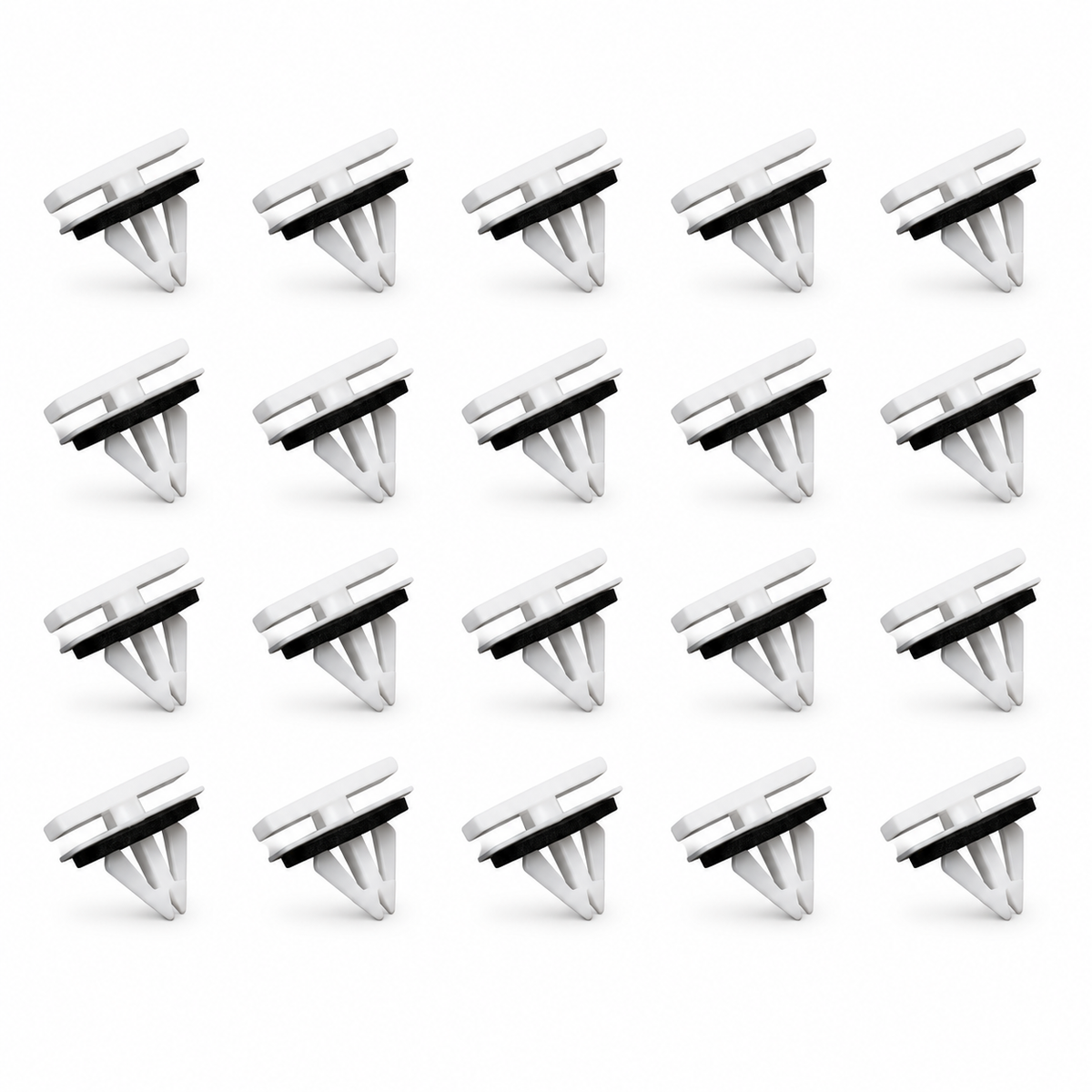 20pcs White Plastic Side Skirt Clips with Sponge Seal - 5270438 5264089 for Ford