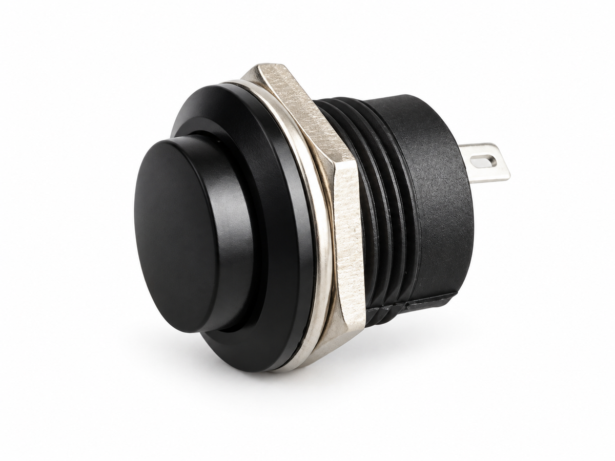 Black Momentary Push Button Switch – 12v 5A Screen Wash Horn Kit/Classic Car