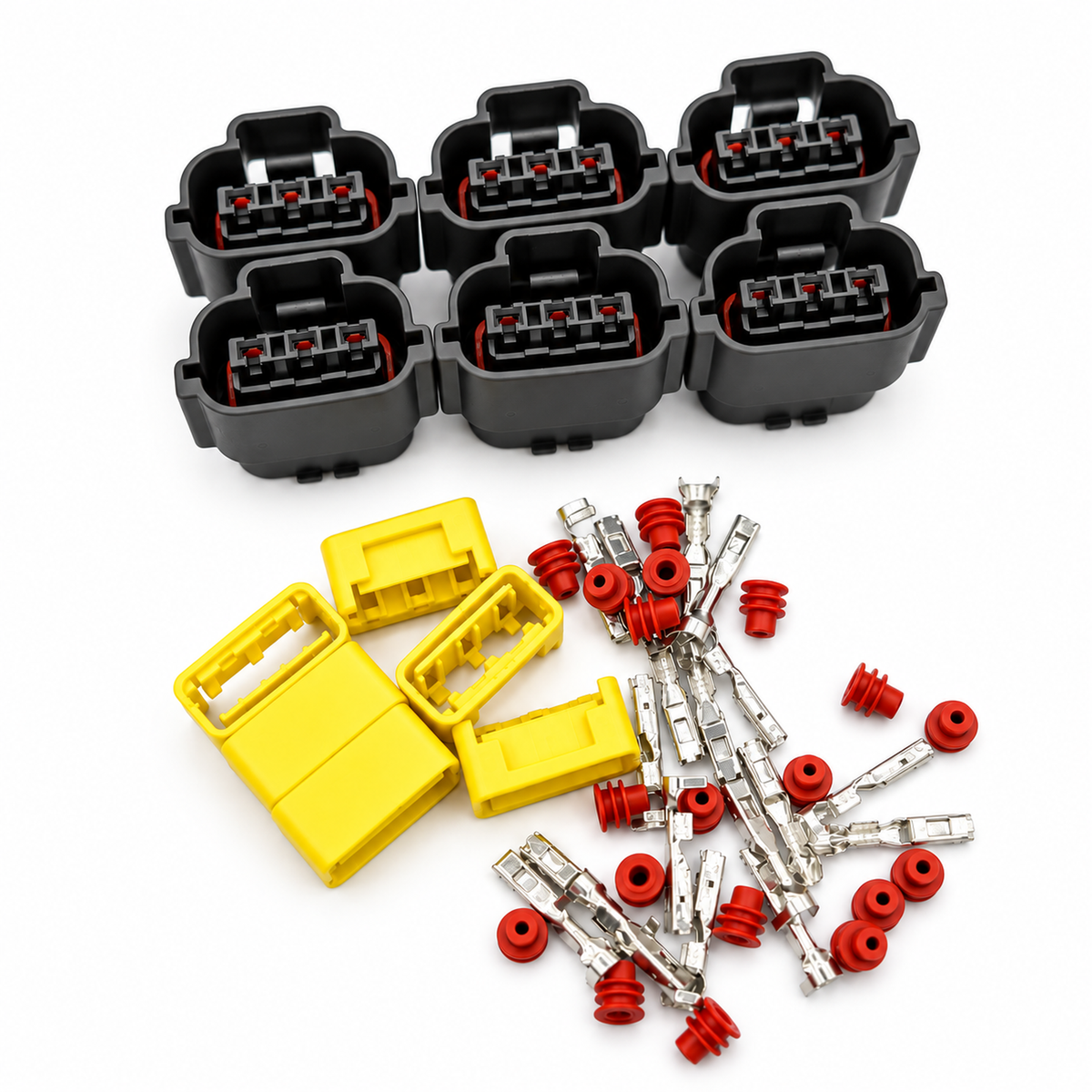 3 Pin 6x Coil Pack Connector Kit For Nissan Skyline R33 R34 RB25 RB26 Stagea - Unwired with Terminals & Seals - OE 6098-0141 – Z287/C259 – image 1