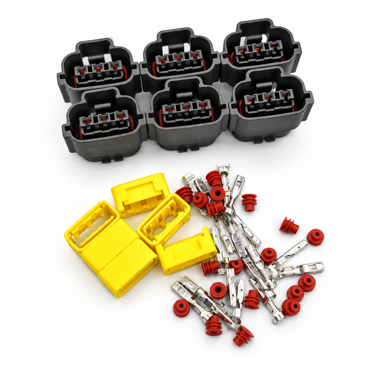 3 Pin 6x Coil Pack Connector Kit For Nissan Skyline R33 R34 RB25 RB26 Stagea - Unwired with Terminals & Seals - OE 6098-0141 – Z287/C259 – image 2
