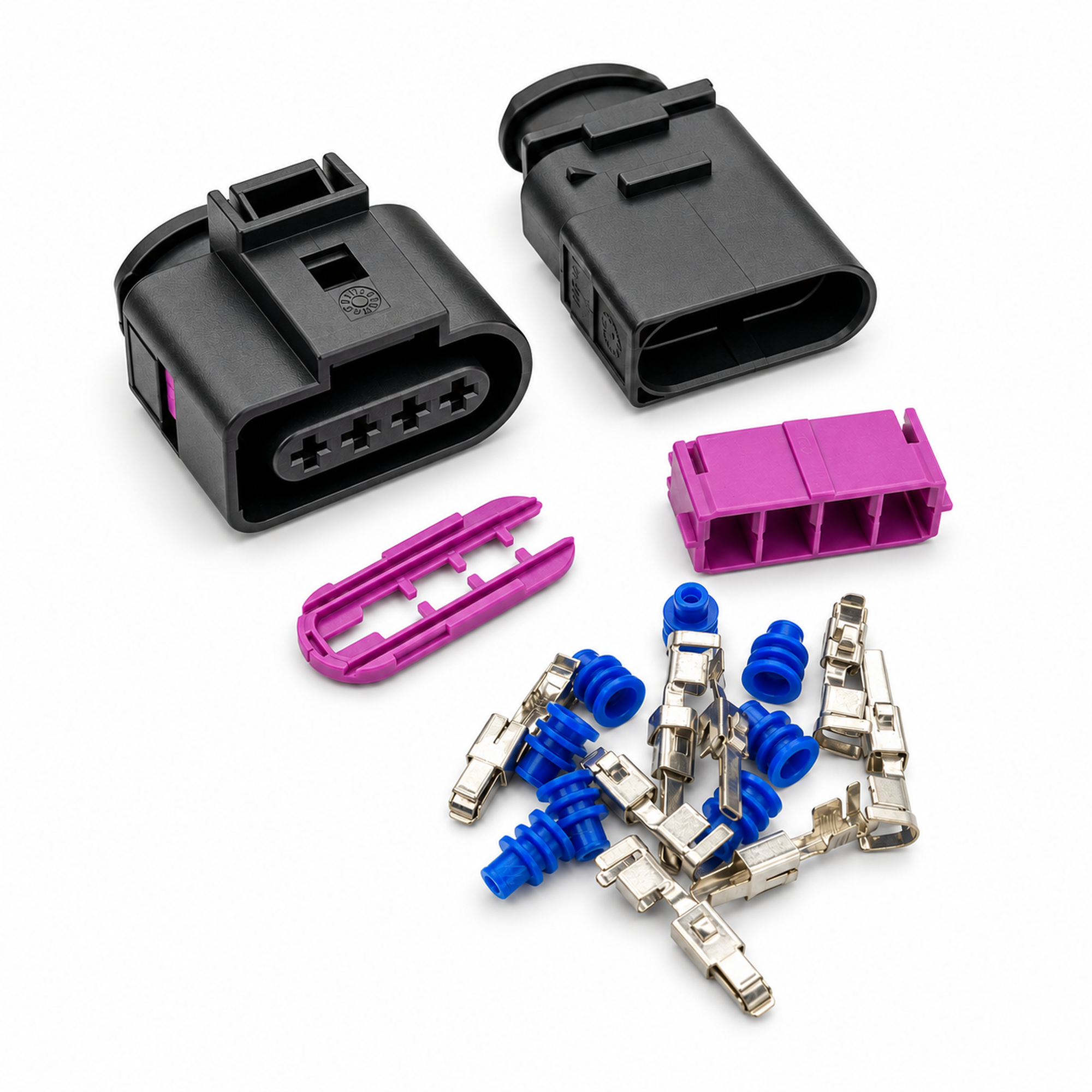 4 Pin Connector Plug For 4 Pin 3.5 Automotive Waterproof 4B0973724 Coil Extension Adapter Ignition Coil 1J0973824 1J0973724 1J0 973 824 - Unwired Kit With Terminals Seals - OE 4B0973724 1J0973824 1J0973724 – Z298/C369 – image 1