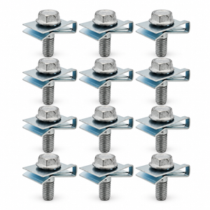 12 Sets Roof Bar Fixing Clips and Bolts – For Renault Trafic MK2 2001–2014, For Vauxhall Vivaro A 2001–2014 – Silver