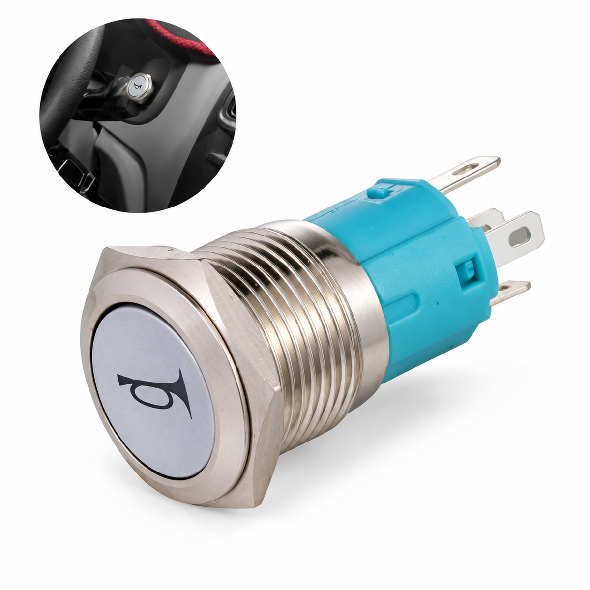 12V Red 16mm Car LED Light Momentary Horn Button Metal Switch Push Button P8I5 – Z88.R/horn – image 4