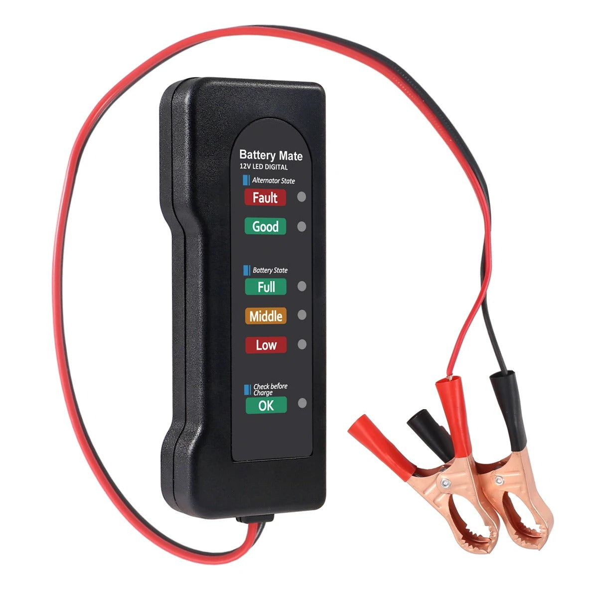 Battery Tester Automobile Motorcycle Battery Car Battery Testers ABS Red Yellow Green Display 12V Battery Level