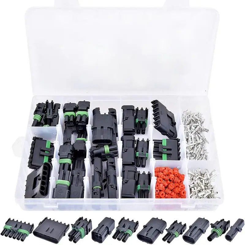 320pcs Automotive Connector Assortment Kit for Delphi Weather Pack Series 1, 2, 3, 4 & 6 Pin Sets