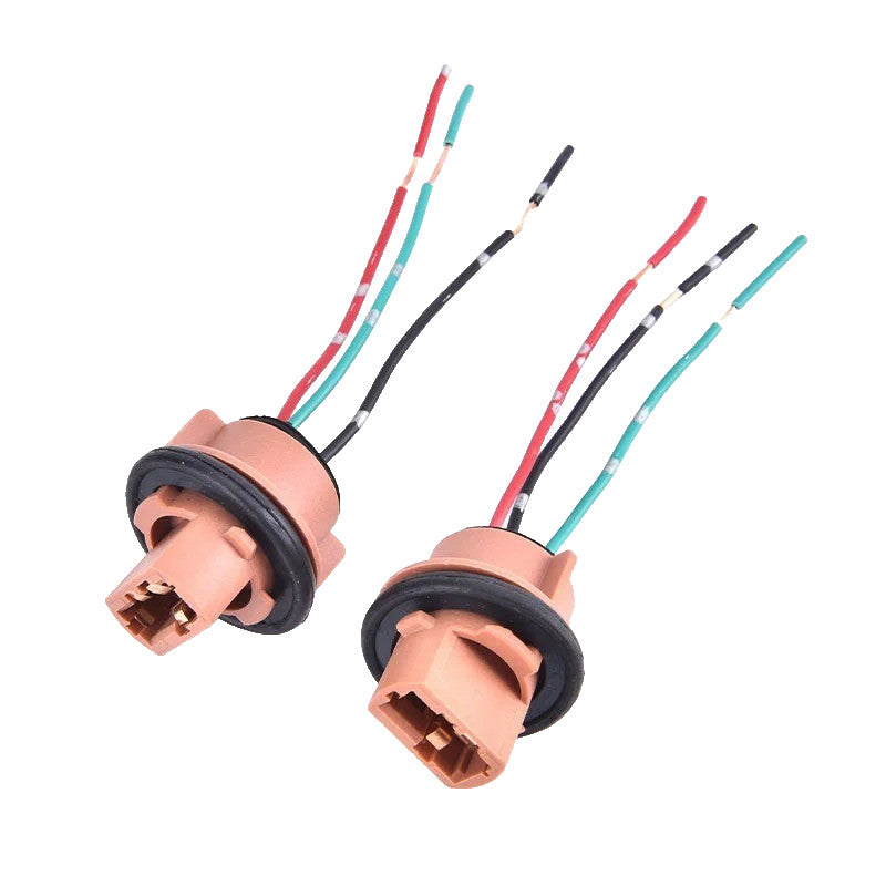 2pcs T20 7440 7443 Bulb Holder Socket Adapter Prewired 12V