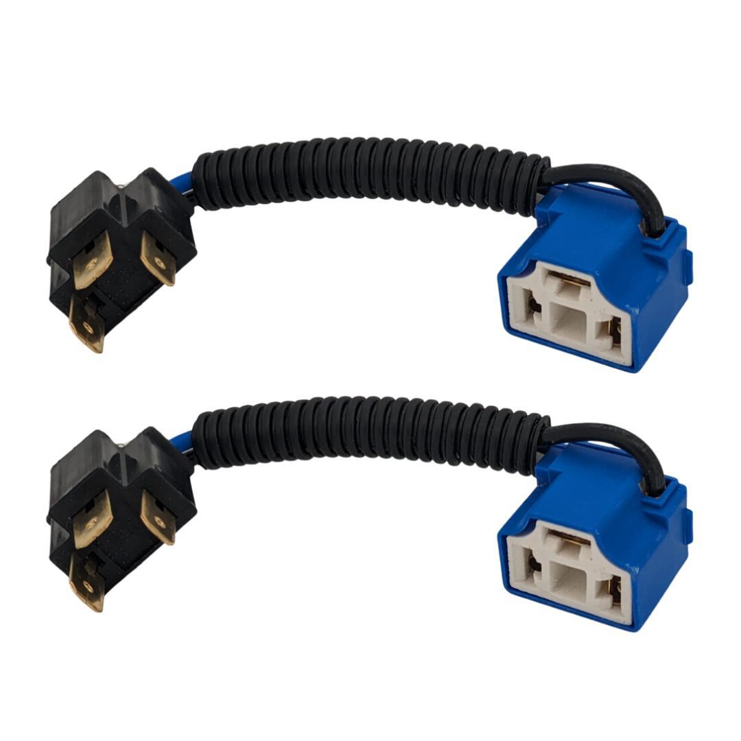 2pcs H4 Male to Female Ceramic Headlight Extension Connector Angled Adapters