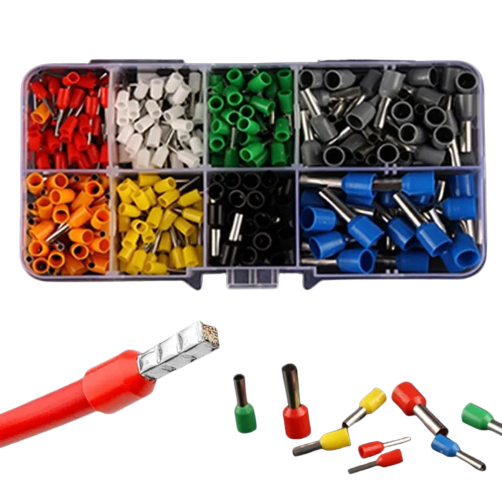 300pc Electrical Wire Ferrules Kit with Portable Box - Assortment of Insulated Cord Pin End Crimp Connector Terminals
