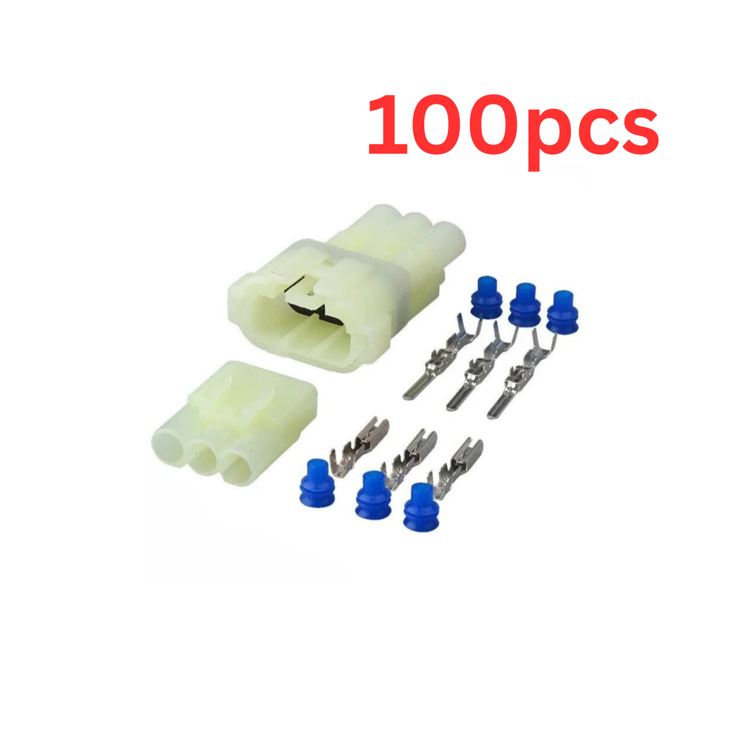BULK PACK OF 100 - 3 Pin Connector Set for Sumitomo HM 090 MT Plug Set Fits Suzuki, Yamaha & Honda