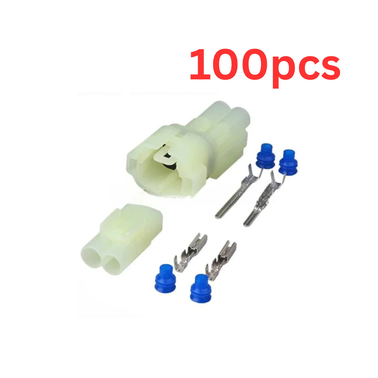 BULK PACK OF 100 - 2 Pin Connector Set for Sumitomo HM 090 MT Plug Set Fits Suzuki, Yamaha & Honda