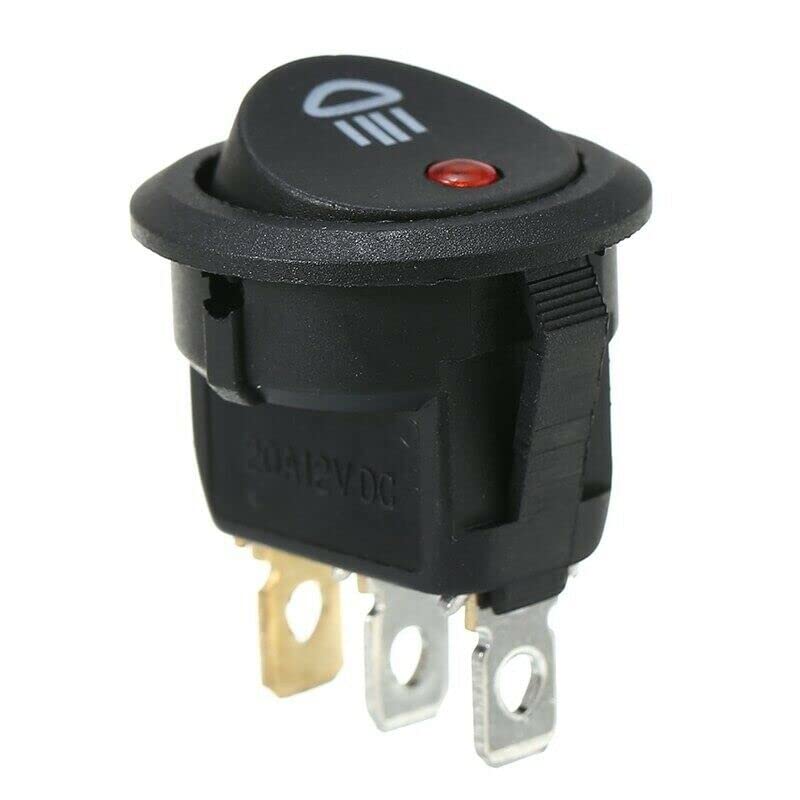 23mm On Off Rocker Switch Round 12V Red Led Fog Light Lamp Symbol Car Van Truck